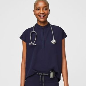 Figs Navy Rafaela Scrub Top